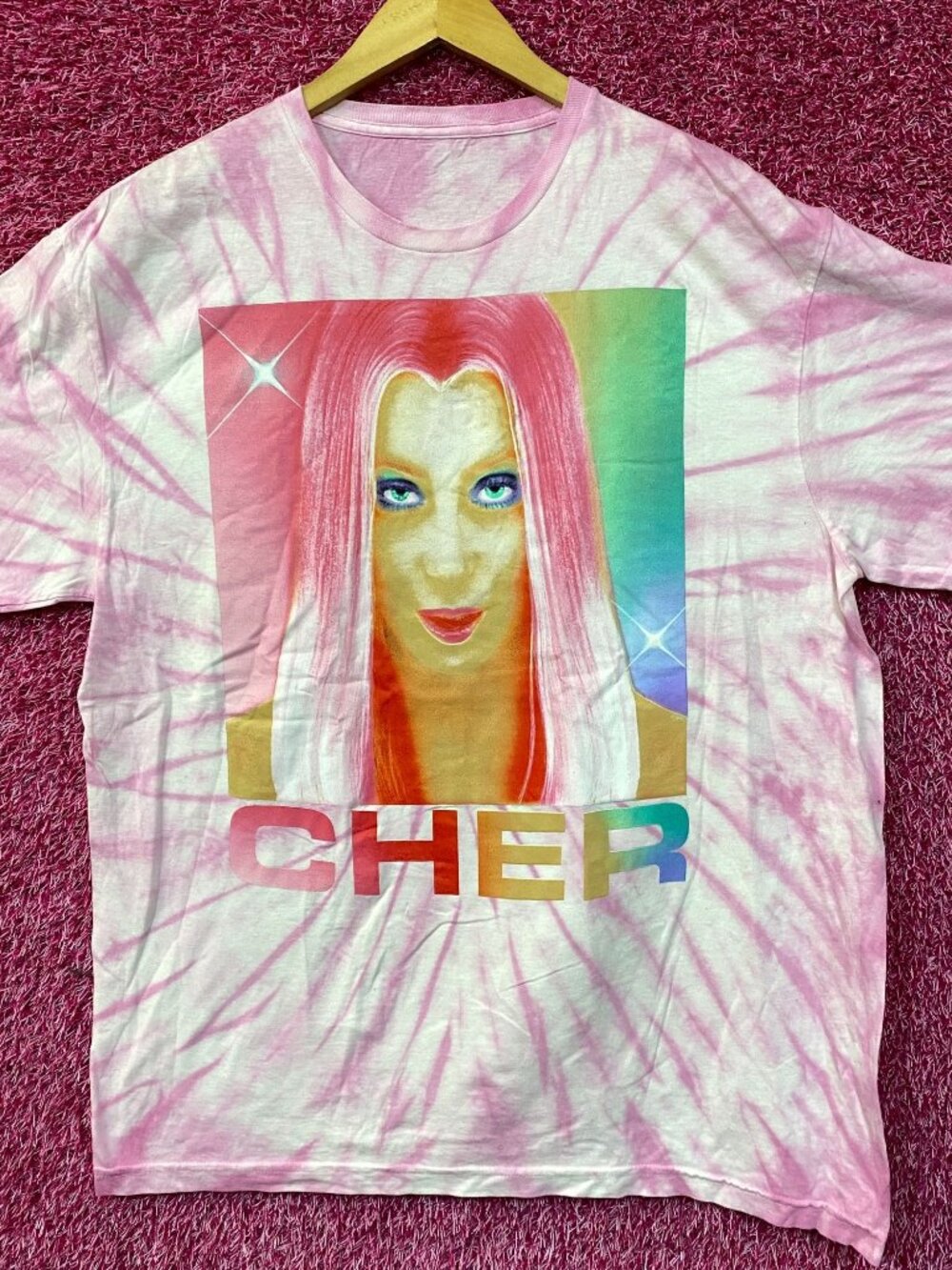 Cher Rock & Pop Pink Tie Dye Oversized T-Shirt Medium